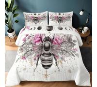 Edredón Reversible Cama 105 sin Funda Blanquecino, Edredón Nórdico 4 Estaciones Suave y Acogedor Fantasía Cuerpos Celestes Animales Abejas - Juego de Cama Acolchado Ligero Lavable 200 x 200 cm