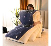 Edredón reversible de invierno de forro polar de cordero de felpa, edredón de cachemira cálido ultra suave con relleno de algodón transpirable, manta de terciopelo acogedora para uso en dormitorio en