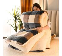 Edredón reversible de invierno de forro polar de cordero, ultra suave, grueso y cálido, con relleno de algodón transpirable, acogedora manta de terciopelo para uso en dormitorio en todas las
