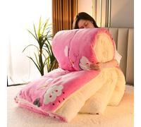 Edredón reversible de invierno de forro polar de cordero, ultra suave, grueso y cálido, con relleno de algodón transpirable, acogedora manta de terciopelo para uso en dormitorio en todas las