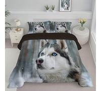 Edredón Reversible Estampado Animales Husky, Ligero y Cálido Microfibra Animales Salvajes Realistas Edredón Acolchado, Suave Transpirable 4 Estaciones Lavable En Blanco Negro Edredones 200x200 cm