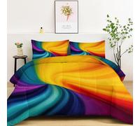 Edredón Rotación Colorida Remolino De Rayas Estampado Suave, Ropa de Cama 135 x 200 cm Reversible Cálida y Acogedora, Edredón Arte Visual Espacial Ligera Lavable a Máquina para Todas las Estaciones