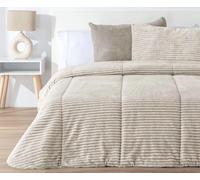 Edredón Sherpa de Borreguito Lines Melange MANTEROL con Relleno de Fibra antialérgica. Ideal para Inviernos fríos (C07, Cama 105cm)