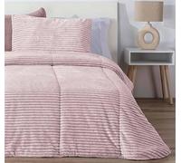 Edredón Sherpa de Borreguito Lines Melange MANTEROL con Relleno de Fibra antialérgica. Ideal para Inviernos fríos (C14, Cama 150/160cm)