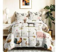 Edredón sin funda de 200 x 200 cm, bonito edredón de grupo de animales de granja, reversible, rústico, hipoalergénico, ligero, cálido, cómodo, lavable, para niños y niñas, albaricoque, tamaño King