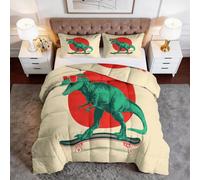 Edredón sin funda de edredón de tamaño individual de 7,5 tog con diseño de T-Rex, juego de edredón de verano para niños, juego de edredón suave y transpirable, juego de edredón reversible para