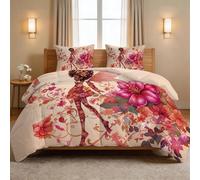 Edredón sin funda de edredón King de 240 x 220 cm, 7,5 tog, edredón reversible floral bohemio con 2 fundas de almohada, edredón suave y acogedor, ropa de cama romántica de plantas de hadas para todas