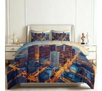 Edredón sin funda de edredón King de 7,5 tog, reversible, vista aérea de los rascacielos de Los Ángeles, hipoalergénico, para todas las estaciones, juego de ropa de cama ligero para adolescentes y