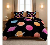 Edredón sin funda de edredón Super King de 7,5 tog, diseño de dibujos animados, edredón reversible de plumas de verano, edredón acolchado acogedor y ligero, ropa de cama de cuerpos celestes, planetas