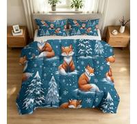 Edredón sin funda de edredón tamaño Queen de 7,5 tog, suave, cálido, transpirable, con 2 fundas de almohada, dibujos animados, escena de nieve, 230 x 220 cm, edredón ligero y acogedor para todas las