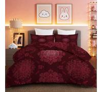 Edredón sin funda, edredón reversible con estampado rojo marrón para todas las estaciones con 2 fundas de almohada, edredón minimalista de microfibra suave y cálida para niños, niñas y adolescentes