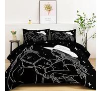 Edredón Vaquera Animal Caballo Estampado Suave, Ropa de Cama 200 x 200 cm Reversible Cálida y Acogedora con Fundas de Almohada, Edredón Minimalismo Ligera Lavable a Máquina para Todas las Estaciones