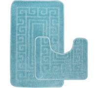 EDS Conjunto de alfombrillas de baño, antideslizantes, 2 piezas, diseño de estilo griego, 13 colores, color agua