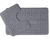 EDS Conjunto de alfombrillas de baño, antideslizantes, 2 piezas, diseño de estilo griego, 13 colores, color carbón