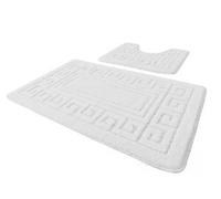 EDS Conjunto de alfombrillas de baño, antideslizantes, 2 piezas, diseño de estilo griego, 13 colores, color blanco