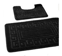 EDS de 247 Traders Conjunto de alfombrillas de baño, antideslizantes, 2 piezas, diseño de estilo griego, 13 colores, color negro