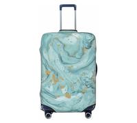 EdsfFehs Azurite - Funda para maleta con estampado de mármol aceitado dorado y verde azulado, lavable, ligera, a la moda para una fácil identificación, Black, M