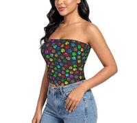 EdsfFehs Blusa sin mangas para mujer, con estampado de huellas de perro, color negro, elástica, sin tirantes, suave, para uso diario, Negro, M