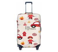 EdsfFehs Bonita funda para maleta con estampado de bombero, lavable, ligera, a la moda para una fácil identificación, Black, S