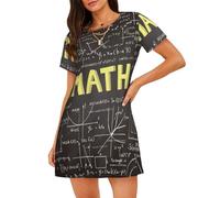 EdsfFehs Camisón de manga corta con estampado de matemáticas para mujer, cómodo y transpirable, Negro, M