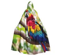 EdsfFehs Capa con capucha unisex para adultos, con estampado de plumas de loro, capa de longitud completa, accesorio de disfraces de carnaval y cosplay