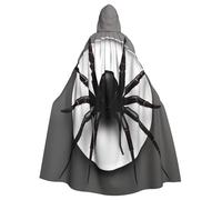 EdsfFehs Capa unisex con capucha con estampado de araña negra para adultos, capa de longitud completa, accesorio de disfraz de carnaval y cosplay