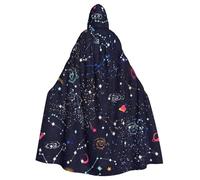 EdsfFehs Capa unisex con capucha para adultos, con estampado de mapa de constelaciones de estrellas, capa de longitud completa, accesorio de disfraz de carnaval y cosplay