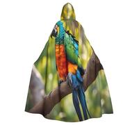 EdsfFehs Capa unisex con capucha y estampado de plumas de loro para adultos, capa de longitud completa, accesorio de disfraz de carnaval y cosplay