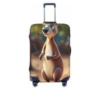 EdsfFehs Divertida funda de equipaje con diseño de canguro zoológico de caricaturas, protector de maleta lavable y resistente a los arañazos, Black, L