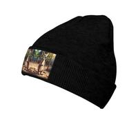 EdsfFehs Divertido gorro de punto con estampado de canguro zoológico (2) para hombres y mujeres, gorra elástica casual cálida, Negro, Talla única