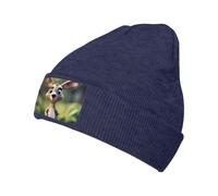 EdsfFehs Divertido gorro de punto con estampado de canguro zoológico de dibujos animados para hombres y mujeres, gorro elástico casual cálido, azul marino, Talla única