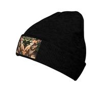 EdsfFehs Divertido gorro de punto con estampado de zoológico de canguro para hombres y mujeres, gorra elástica casual cálida, Negro, Talla única