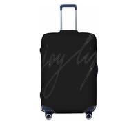 EdsfFehs Enjoy Life - Funda de equipaje con estampado de texto negro escrito a mano, protector de maleta de moda, lavable, resistente a los arañazos, Black, XL