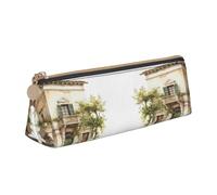 EdsfFehs Estuche de cuero con diseño de edificio antiguo con rama de olivo romano y estampado griego, bolsa de almacenamiento de papelería, simple moda