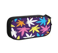 EdsfFehs Estuche de gran capacidad con estampado de malas hierbas de doble capa con cremallera, multicompartimento portátil, Black, Talla única, Juego de mochila escolar