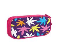 EdsfFehs Estuche de gran capacidad con estampado de malas hierbas de doble capa con cremallera, multicompartimento portátil, Pink, Talla única, Juego de mochila escolar