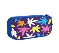 EdsfFehs Estuche de gran capacidad con estampado de malas hierbas de doble capa con cremallera, multicompartimento portátil, Blue, Talla única, Juego de mochila escolar