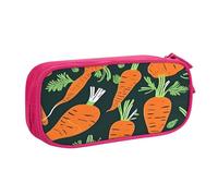 EdsfFehs Estuche de gran capacidad con estampado de zanahoria feliz sin costuras de doble capa con cremallera, multicompartimento portátil, Pink, Talla única, Juego de mochila escolar
