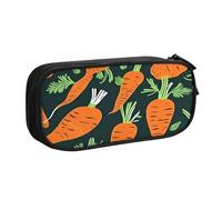 EdsfFehs Estuche de gran capacidad con estampado de zanahoria feliz sin costuras de doble capa con cremallera, multicompartimento portátil, Black, Talla única, Juego de mochila escolar