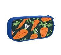 EdsfFehs Estuche de gran capacidad con estampado de zanahoria feliz sin costuras de doble capa con cremallera, multicompartimento portátil, Blue, Talla única, Juego de mochila escolar