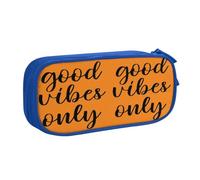 EdsfFehs Estuche para lápices de gran capacidad con estampado alfabético de ortografía de doble capa con cremallera, multicompartimento portátil, Blue, Talla única, Juego de mochila escolar