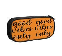 EdsfFehs Estuche para lápices de gran capacidad con estampado alfabético de ortografía de doble capa con cremallera, multicompartimento portátil, Black, Talla única, Juego de mochila escolar