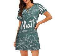 EdsfFehs Fórmulas Shapes Theory - Camisón de manga corta para mujer, diseño de lecciones de matemáticas, ajuste holgado, cómodo y transpirable, Negro, S