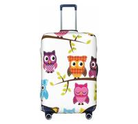 EdsfFehs Funda de equipaje con estampado de búhos en ramas de árboles, protector de maleta de moda, lavable, resistente a los arañazos, Black, L