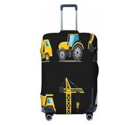 EdsfFehs Funda de equipaje con estampado de camión de maquinaria pesada de dibujos animados, protector de maleta de moda, lavable, resistente a los arañazos, Black, L