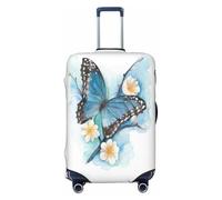 EdsfFehs Funda de equipaje con estampado de mariposa azul en flor, protector de maleta de moda, lavable, resistente a los arañazos, Black, M