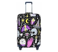 EdsfFehs Funda para equipaje, diseño de brujería mágica, diseño bohemio, protector de maleta, lavable, resistente a los arañazos, Black, S