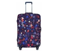 EdsfFehs Funda para maleta con estampado americano de estrellas rojas y azules, lavable, ligera, a la moda para una fácil identificación, Black, L