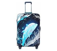 EdsfFehs Funda para maleta con estampado de ballena animal azul profundo, lavable, ligera, a la moda para una fácil identificación, Black, M