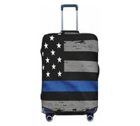 EdsfFehs Funda para maleta con estampado de bandera de línea azul fina, lavable, ligera, para una fácil identificación, Black, XL